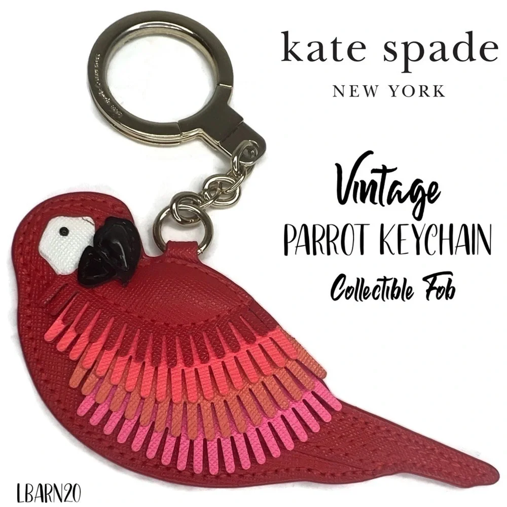 Kate Spade Novelty Rare Parrot Keychain Fob and Coin Bag Set